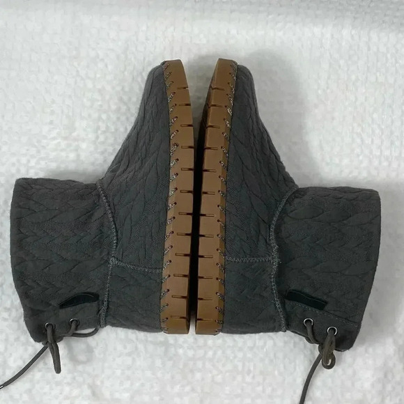 Muk Luks Faux‎ Fur Insole Pull on Boots Womens 7.5 Gray Knit Memory Foam Bootie - Picture 3 of 11